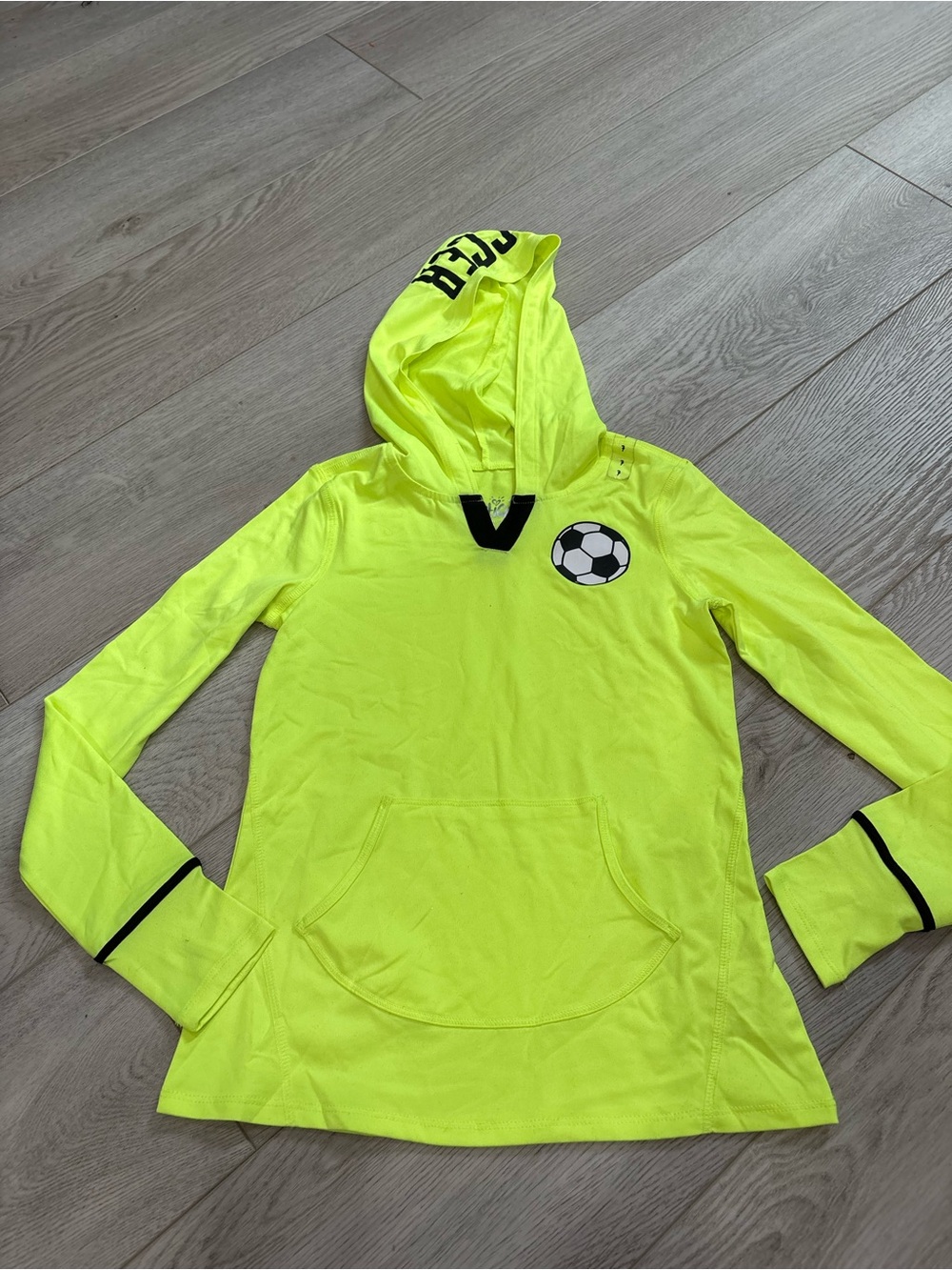 Justice Neon Yellow Girls' Soccer Hooded Pullover